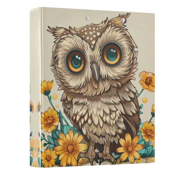 ALAZA Cute Owl Flowers 3 Ring Binder 1.5 Inch Three Ring Office Binders w/ clipboard & 3 pockets, Hold 200 Sheets, 1 pc