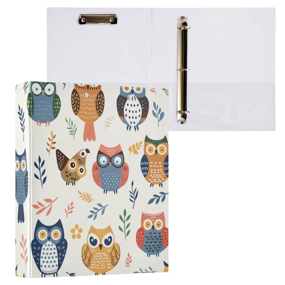 ALAZA Cute Owl Pattern Hardcover 3 Ring Binder 1.5" Round Rings Interior Pockets Binders Organizer 1 Pack