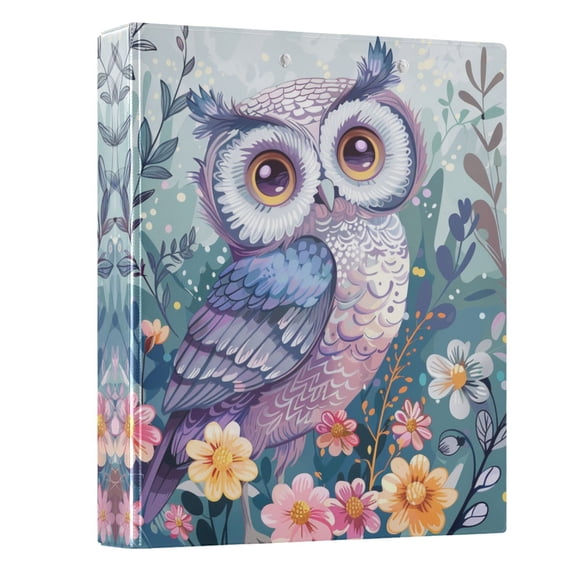 ALAZA Cute Owl Print Flowers 3 Ring Binder 1.5 Inch Three Ring Office Binders w/ clipboard & 3 pockets, Hold 200 Sheets, 1 pc