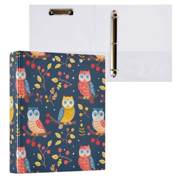 ALAZA Cute Owls on Branch Hardcover 3 Ring Binder 1.5" Round Rings Interior Pockets Binders Organizer 1 Pack