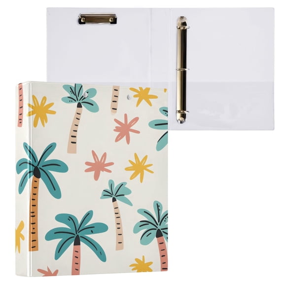 ALAZA Cute Palm Tree Hardcover 3 Ring Binder 1.5" Round Rings Interior Pockets Binders Organizer 1 Pack