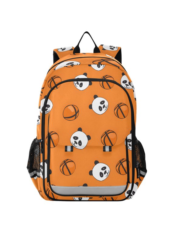 Cute Panda and Basketball Laptop Backpack Purse Travel Bag Casual School Bookbag Rucksack for Women Men