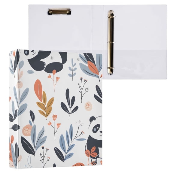 ALAZA Cute Panda and Grass Hardcover 3 Ring Binder 1.5" Round Rings Interior Pockets Binders Organizer 1 Pack