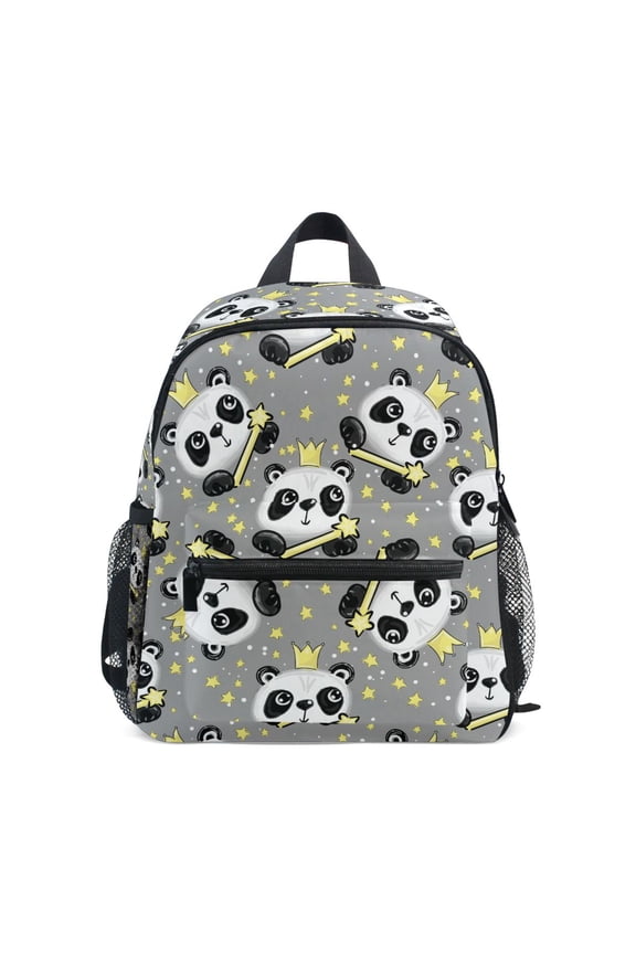 Cute Panda with Crown and Stars School Backpack Small Bookbag Mini Bags