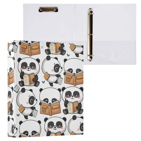 ALAZA Cute Pandas Reading Hardcover 3 Ring Binder 1.5" D-Rings with Interior Pockets Binders School 1 PC