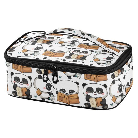ALAZA Cute Pandas Reading Lunch Box Insulated Cooler Tote Bag Reusable School Picnic Travel Office
