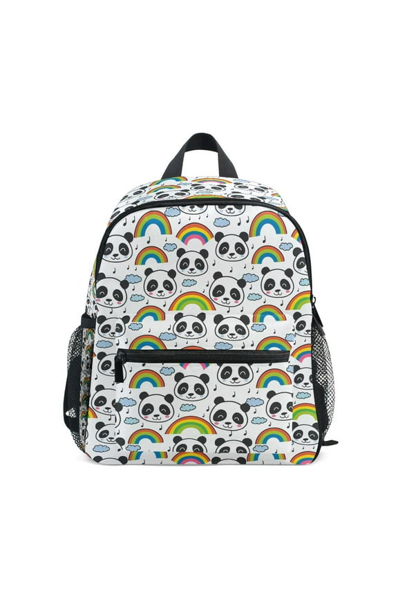 Cute Pandas and Rainbows School Backpack Small Bookbag Mini Bags