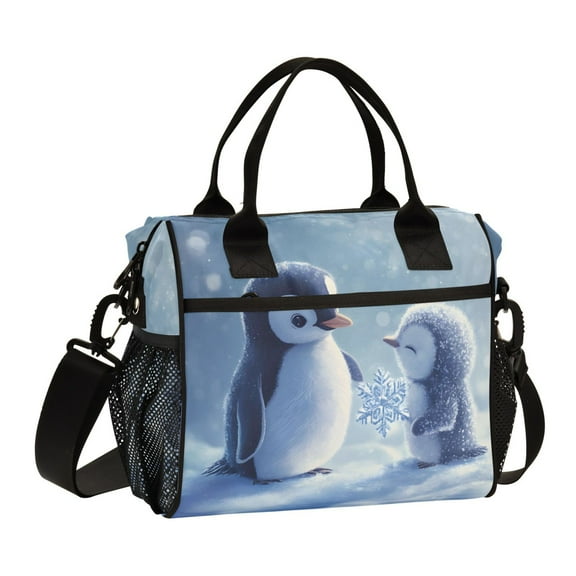 ALAZA Cute Penguin Winter Insulated Lunch Bag Reusable Tote Box Adjustable Shoulder Strap for Work Picnic
