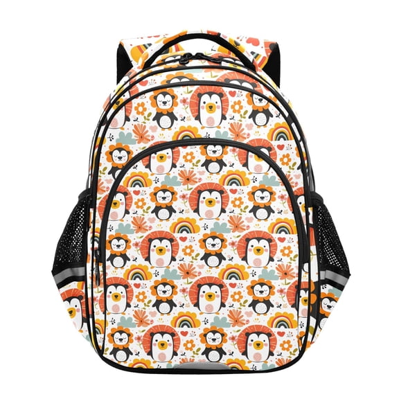 ALAZA Cute Penguins and Floral School Backpack Elementary Bag Bookbag Travel Rucksack
