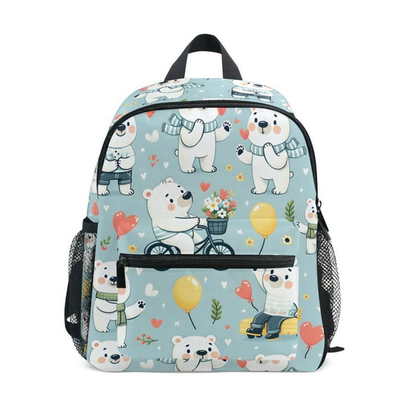 ALAZA Cute Polar Bears Riding School Backpack Small Bookbag Mini Bags
