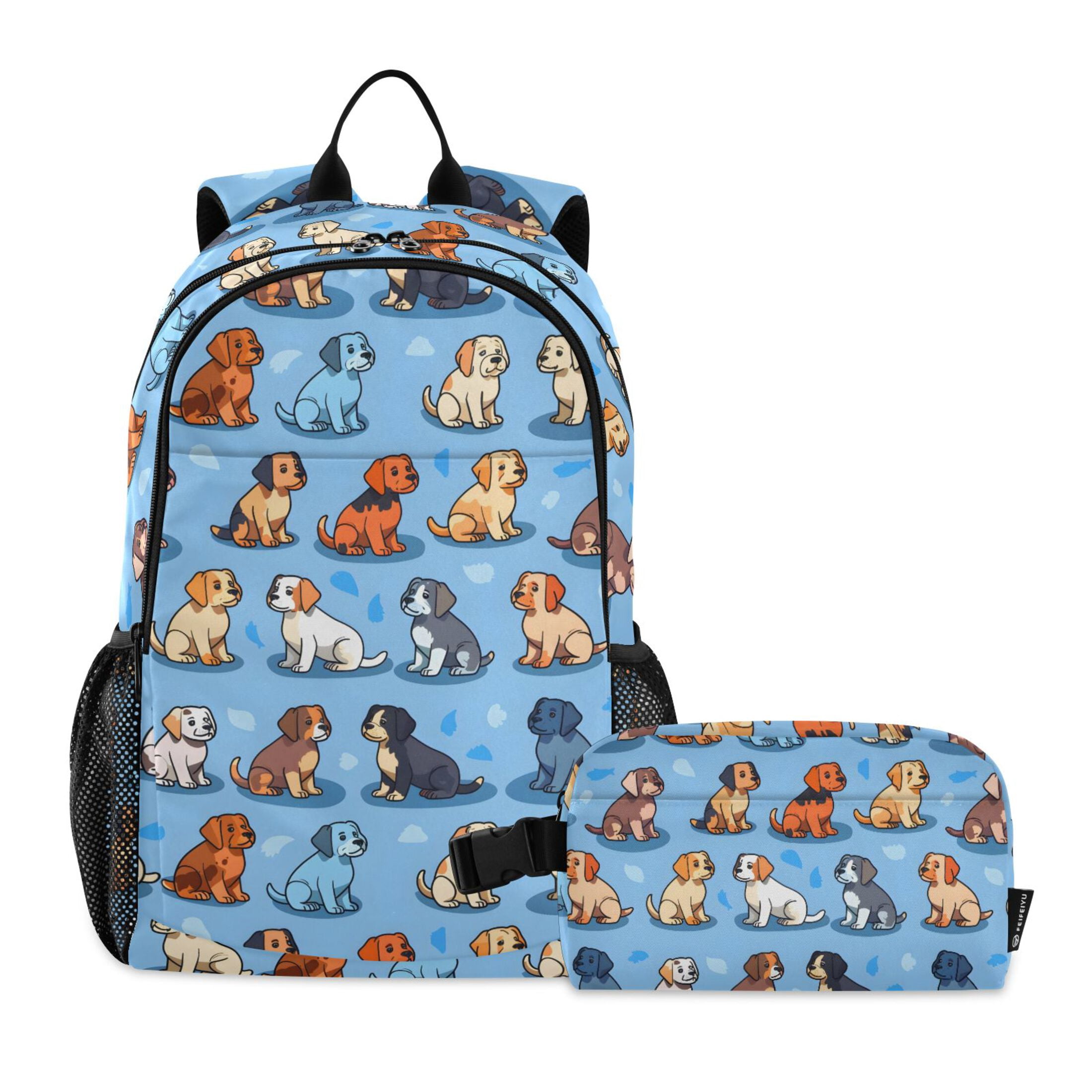ALAZA Cute Pug Dog School Backpack Lunch Box Set Student Bookbag ...