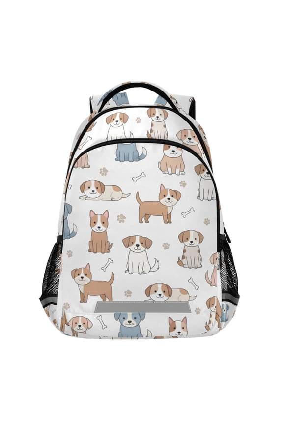 Cute Puppy Dog Pattern Backpack Elementary School Bags Student Bookbag Travel Rucksack