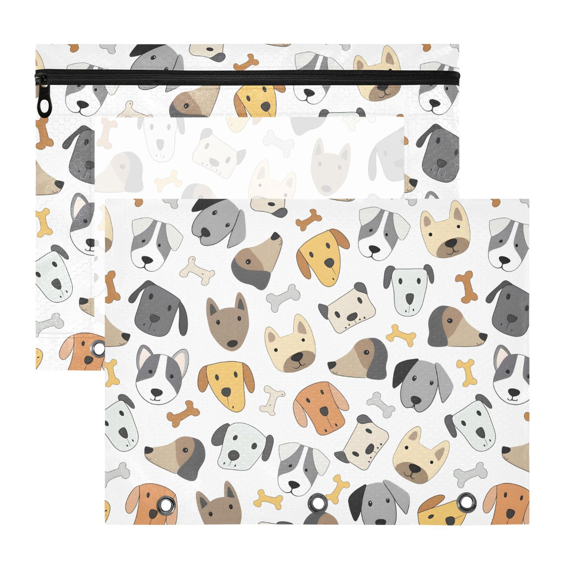 ALAZA Cute Puppy Head Pattern Pencil Pouch 3 Ring Binder with Clear ...