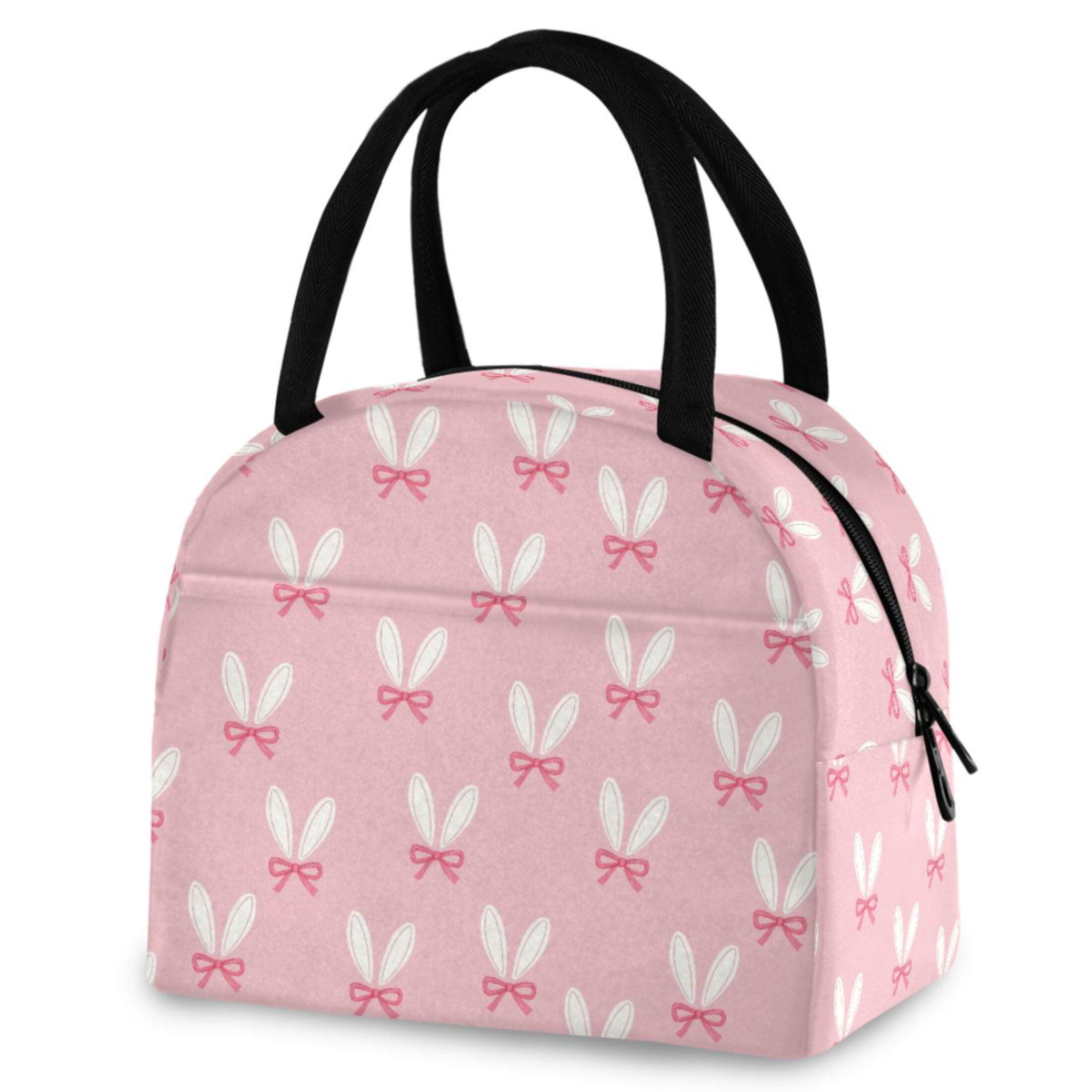 ALAZA Cute Rabbit Bows Insulated Lunch Box Reusable Cooler Tote Bag ...