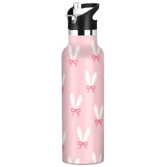 ALAZA Cute Rabbit Bows Pattern Stainless Steel Water Bottle Vacuum ...