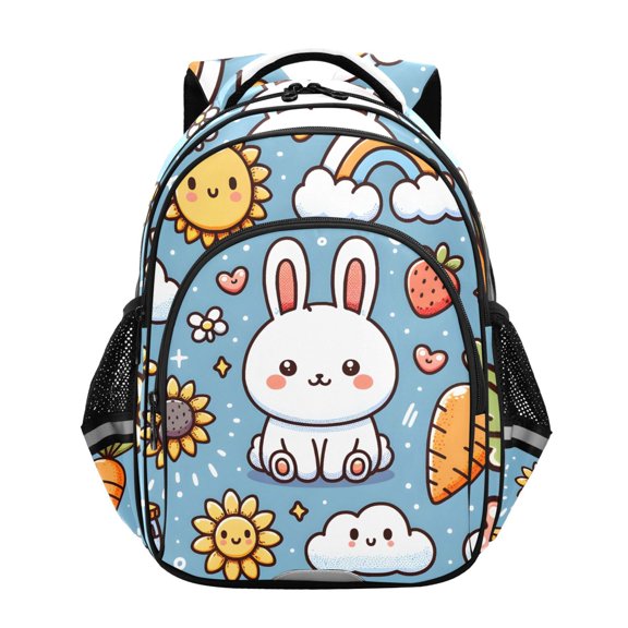 ALAZA Cute Rabbit Carrot and Flowers School Backpack Elementary Bag Bookbag Travel Rucksack