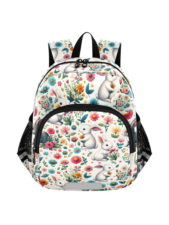Cute Rabbit in Floral Mini Backpack School Bookbag Age 3-7 Small