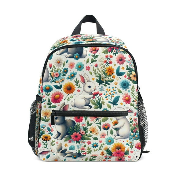 ALAZA Cute Rabbit in Floral School Backpack Small Bookbag Mini Bags