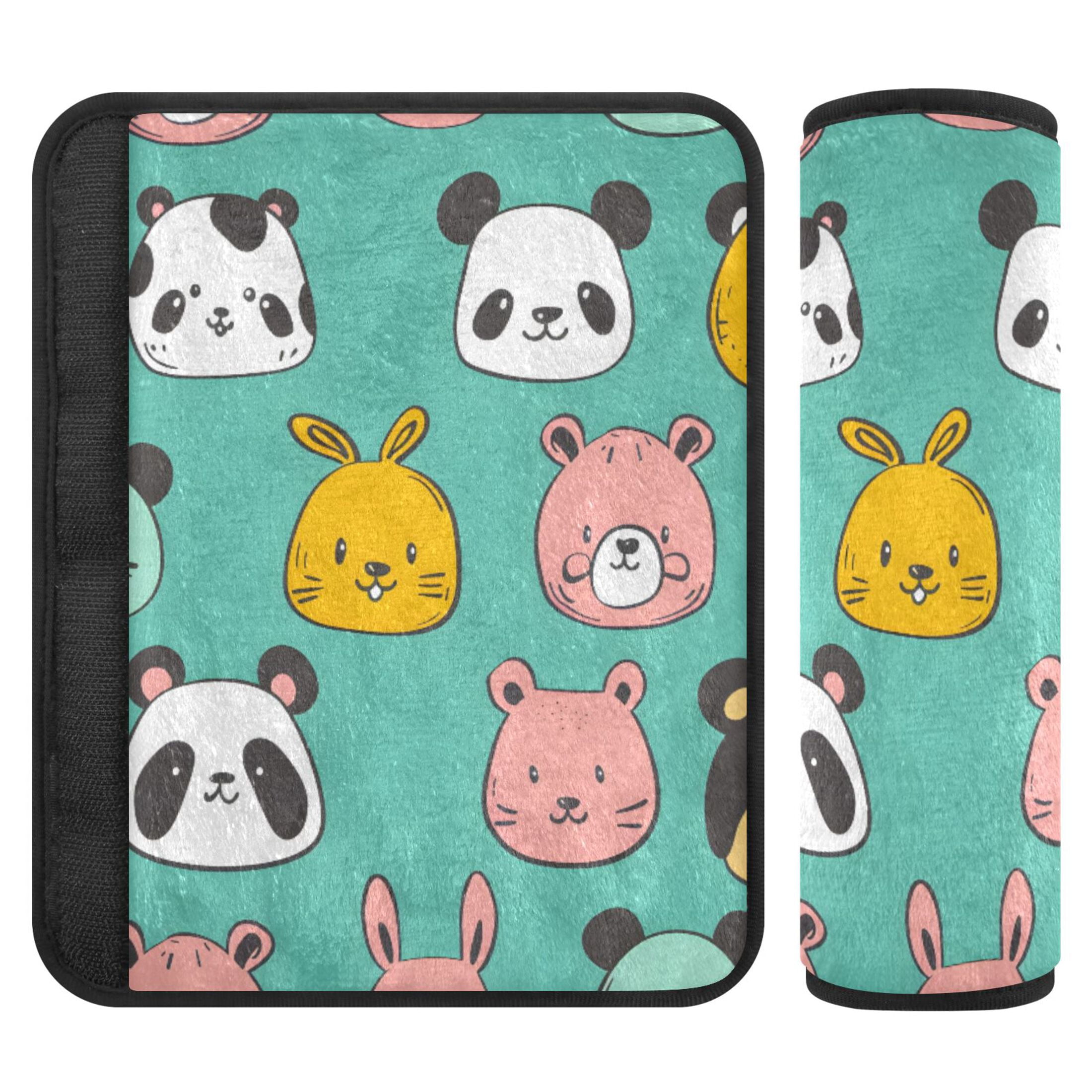 ALAZA Cute Rabbits Panda Cats Car Seat Belt Adjuster Neck Covers ...