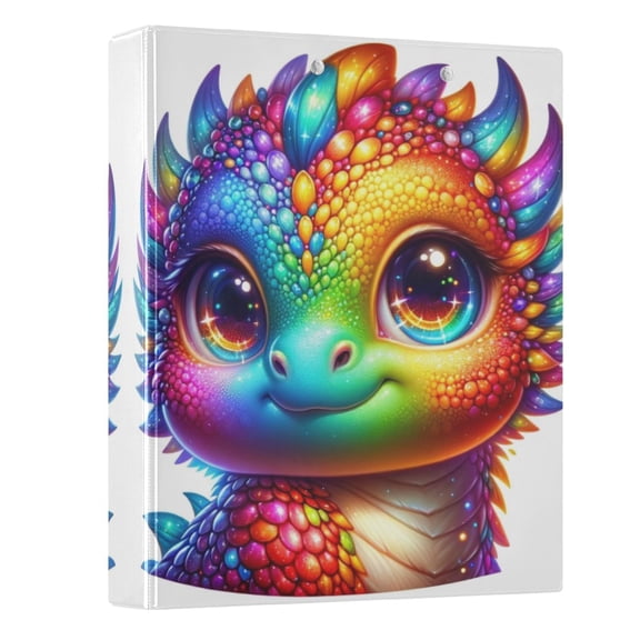 ALAZA Cute Rainbow Baby Dragon 3 Ring Binder 1.5 Inch Three Ring Office Binders w/ clipboard & 3 pockets, Hold 200 Sheets, 1 pc
