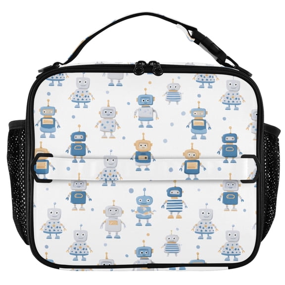ALAZA Cute Robots Insulated Lunch Box Lunch Bag Cooler Tote with Shoulder Strap
