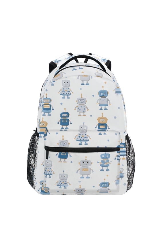 Cute Robots Pattern School Backpack Elementary Bookbag Laptop Bags Travel Daypack
