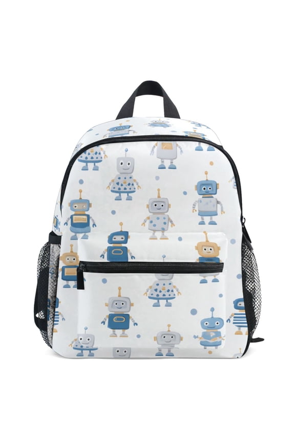 Cute Robots Pattern School Backpack Student Bookbag Mini Bag