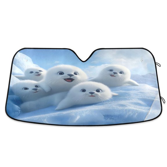 ALAZA Cute Seal Windshield Sun Shade Car Foldable Sun Visor Block UV Rays Protector 55"x27.6"