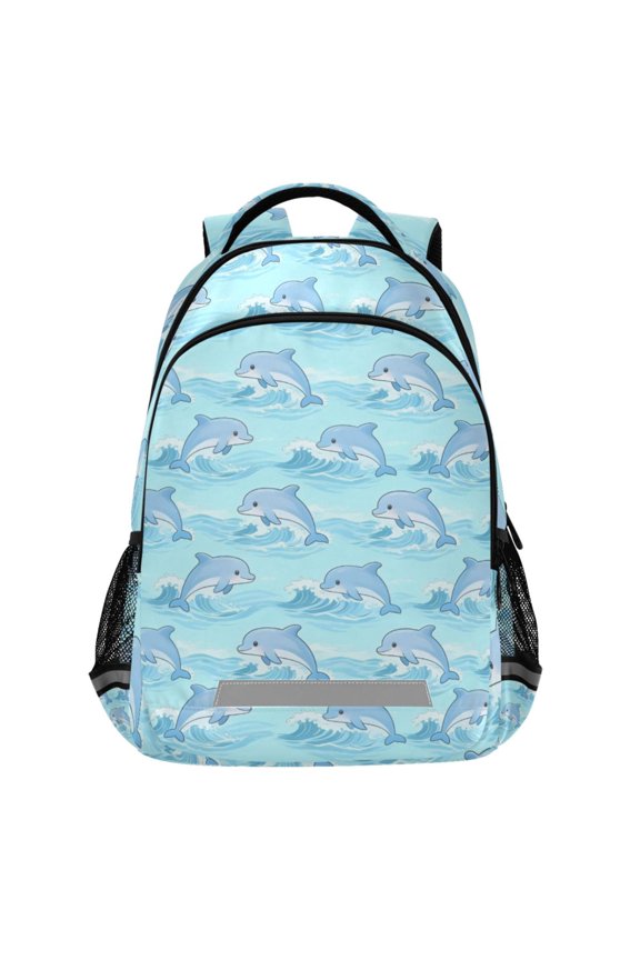 Cute Sharks Jumping Pattern Backpack Elementary School Bags Student Bookbag Travel Rucksack