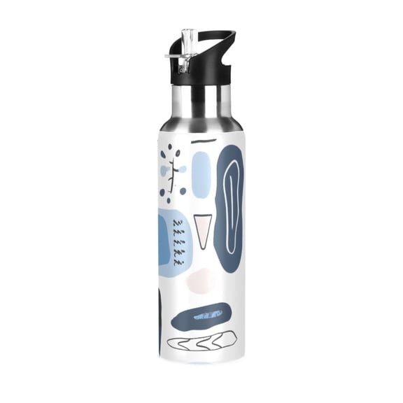 ALAZA Cute Simple Line Abstract Style Water Bottle Insulated Flask Stainless Steel Straw Lid 20 oz