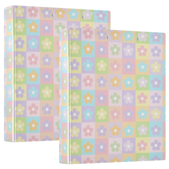ALAZA Cute Small Flowers Hardcover 3 Ring Binder 1.5" D-Rings with Interior Pockets Binders School 2 PCs