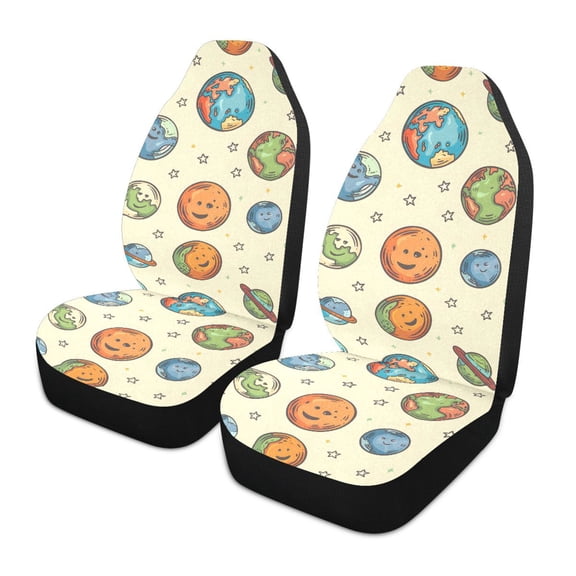 ALAZA Cute Spaceship Car Seat Covers 2 PCs Universal Auto Front Seats Interior Protector