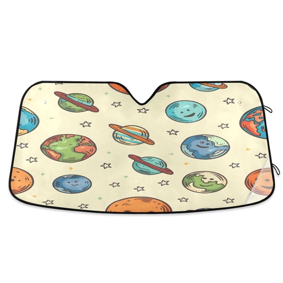 ALAZA Cute Spaceship Windshield Sun Shade Car Foldable Visor Block UV Rays Protector 55"x27.6"