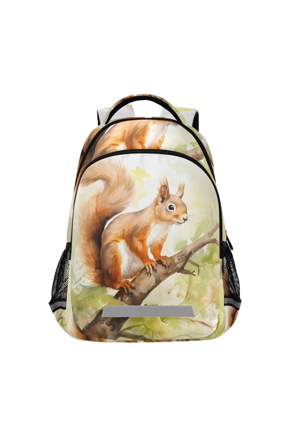 Cute Squirrel on Tree Backpack Elementary School Bag Bookbag Travel Rucksack