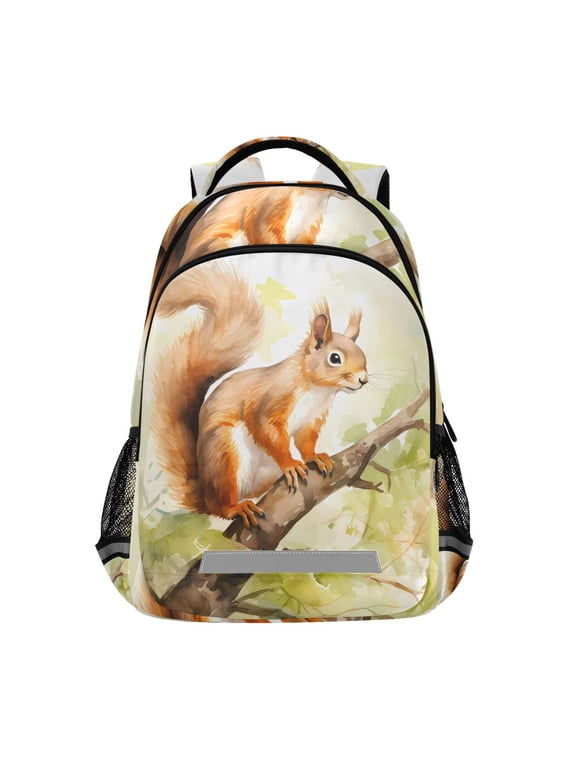Cute Squirrel on Tree Backpack Elementary School Bag Bookbag Travel Rucksack