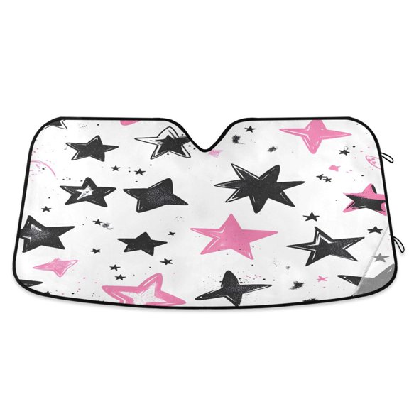 ALAZA Cute Stars Windshield Sun Shade Car Foldable Sun Visor Block UV Rays Protector 53"x23.5"