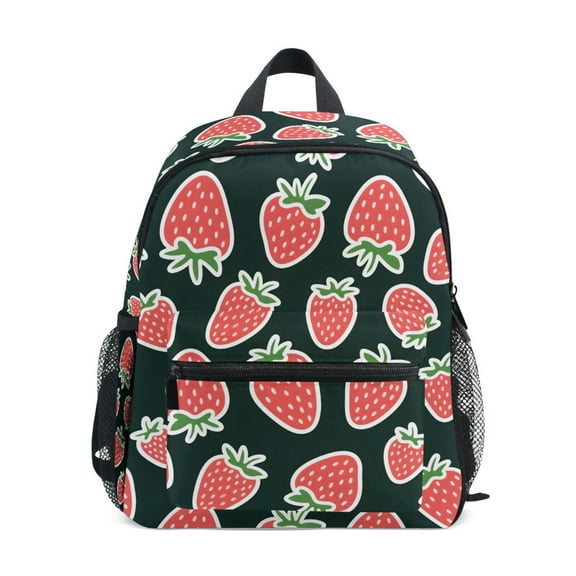 ALAZA Cute Strawberry Black School Backpack Small Bookbag Mini Bags