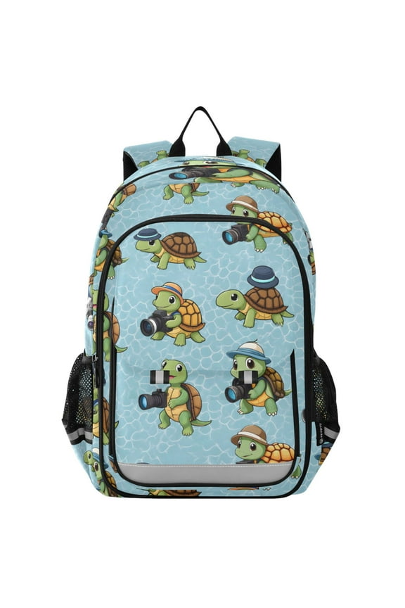 Cute Turtle Camera Laptop Backpack Purse Travel Bag Casual School Bookbag Rucksack for Women Men