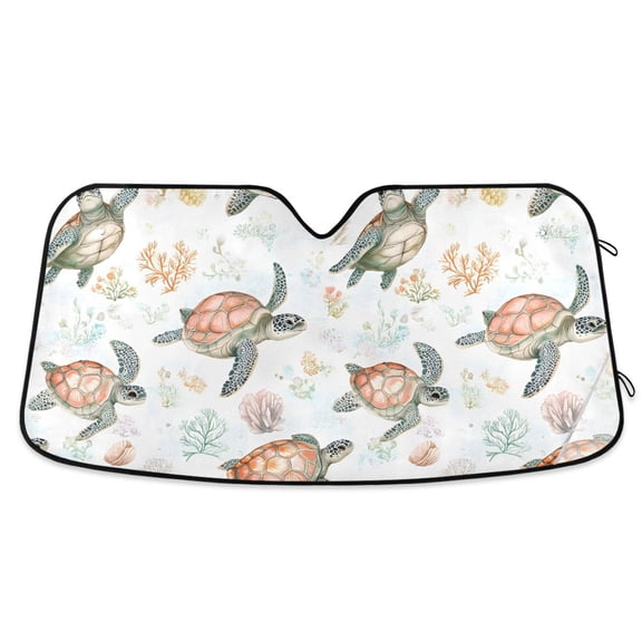 ALAZA Cute Turtles Pattern Car Windshield Sun Shade Foldable UV Ray Sunshade Visor Protector 55 x 27.6in