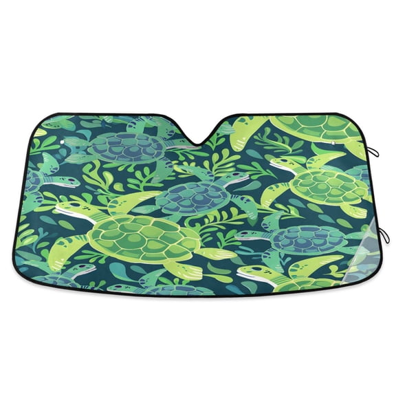 ALAZA Cute Turtles and Seaweed Windshield Sun Shade Car Foldable Sun Visor Block UV Rays Protector 55"x27.6"