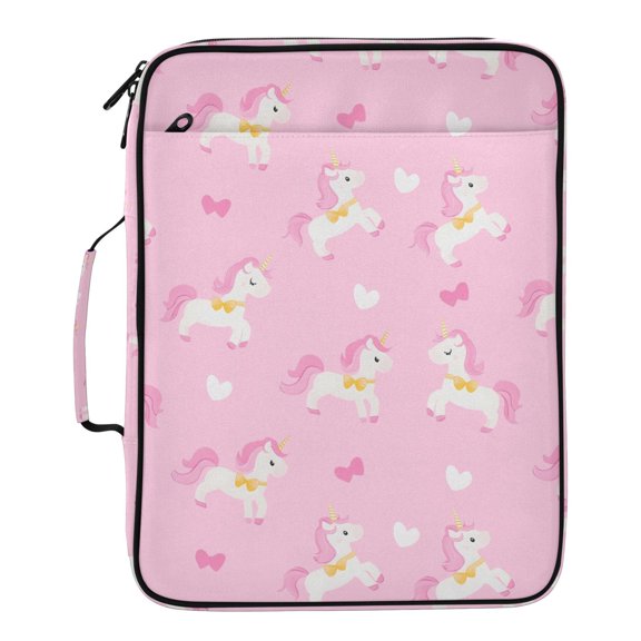 ALAZA Cute Unicorns Pattern Expanding Accordion File Folder 3 Ring Zipper Binder Organizer Portable Document Bag