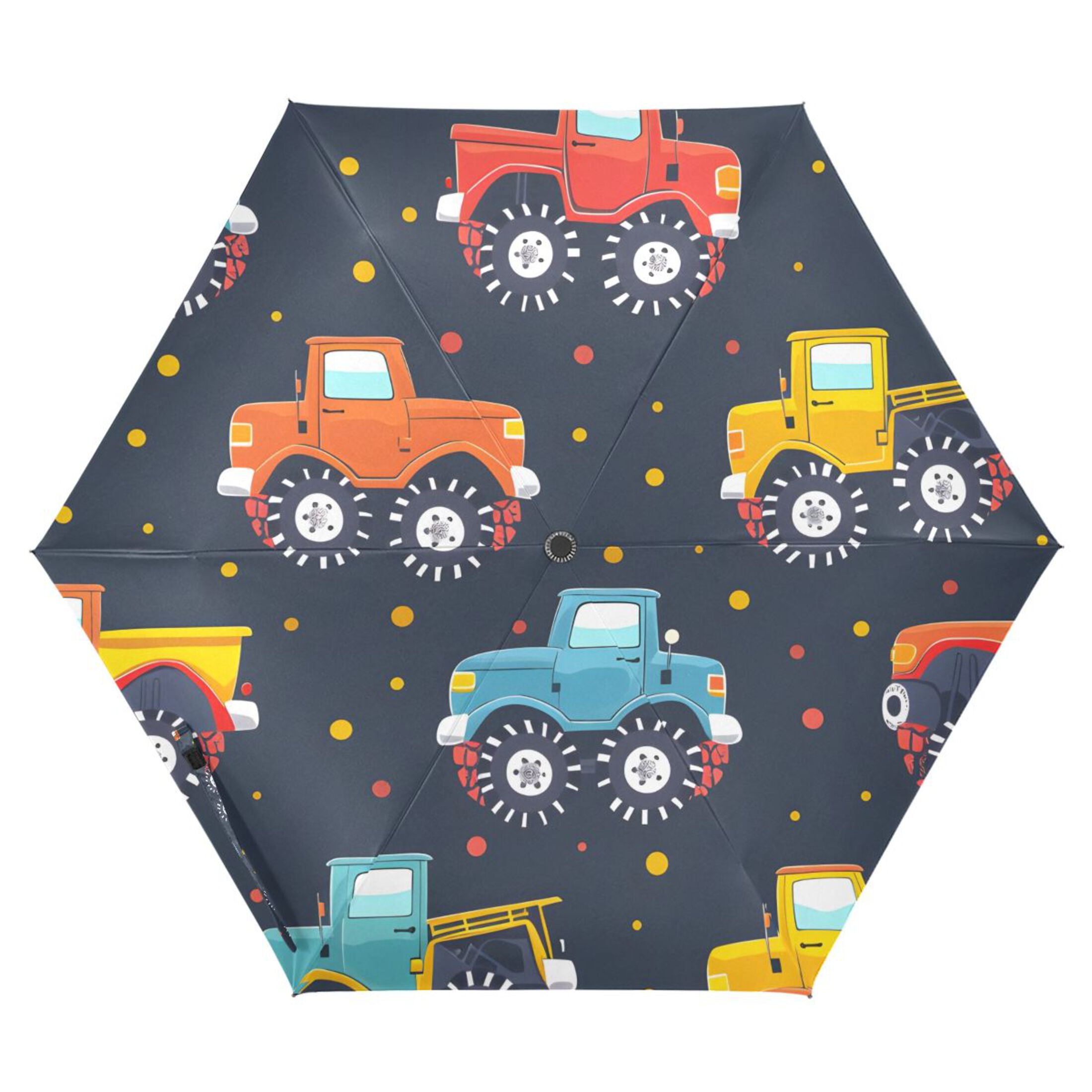 ALAZA Cute Vehicles Car UPF 50+ Compact Folding Umbrella for Rain Travel Umbrella Packable
