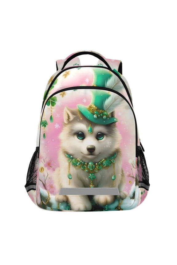 Cute Wolf Pattern Backpack Elementary School Bags Student Bookbag Travel Rucksack