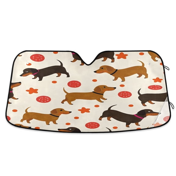 ALAZA Dachshund Dog Balls Windshield Sun Shade Car Foldable Sun Visor Block UV Rays Protector 55"x27.6"