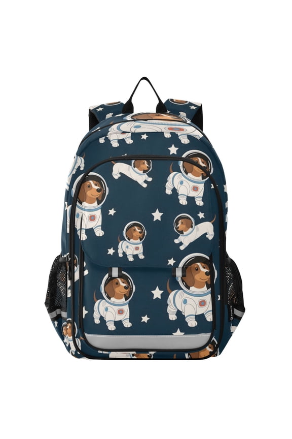 Dachshund Dogs Astronaut Laptop Backpack Purse Travel Bag Casual School Bookbag Rucksack for Women Men