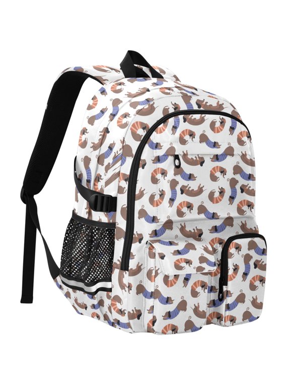 Dachshund Print Student Backpack School Bookbag Large Laptop Daypack Travel Bag