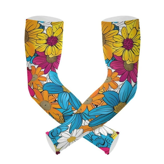 ALAZA Daisy Chrysanthemum Flowers UV Sun Protection Arm Sleeves UPF 50+ Compression Cooling Sleeve 1 Pair