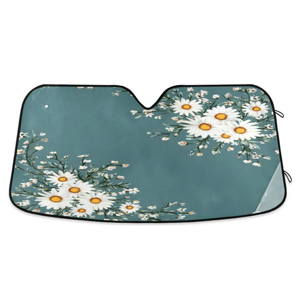 ALAZA Daisy Floral Art Pattern Windshield Sun Shade Car Foldable Sun Visor Block UV Rays Protector 55"x27.6"