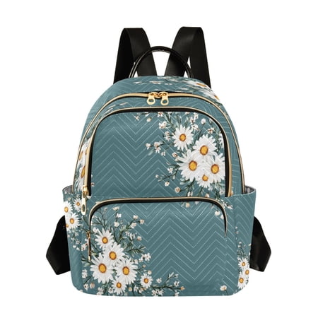 ALAZA Daisy Floral Art Pattern Womens Travel Laptop Backpack Large Daypack Ladies Shoulder Bags S