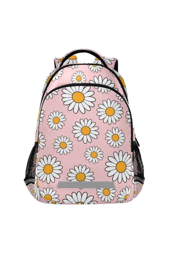 Daisy Floral Pink Pattern Backpack Elementary School Bags Student Bookbag Travel Rucksack